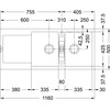 Franke MRG621 Maris - Inbouwspoeltafel / 1160 x 500 mm / 2 bakken / Omkeer Orion