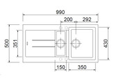 Plados Elegance AM9915 - Inbouw - 990 x 500mm - 1 1/2 bakken - omkeerbaar - Nano