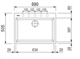 Plados One ON6910 - Inbouw - 690 x 500mm -1 bak - met kraanwerkbank - Ultrametal