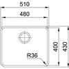 Franke ANX1104801 Aton - Onderbouwspoelbak / 510 x 430 mm / Glad