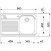 Franke AMX611 Armonia - Inbouwspoeltafel / 860 x 500 mm / 1 bak / Glad /