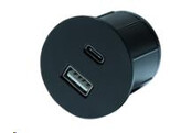Lanesto - Piccolo Rond -inbouwstopcontact met USB-A   C aansluiting - Zwart