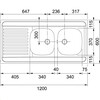 MAN7211 - 103.0395.898 - Standaard - Opbouwspoeltafel / 1200 x 600 mm / 2 bakken