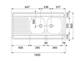 MAN7211 - 103.0395.898 - Standaard - Opbouwspoeltafel / 1200 x 600 mm / 2 bakken