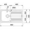 LLX6111 - Logica Line - Inbouwspoeltafel / 860 x 500 mm / 1 bak / Glad / Omkeerb