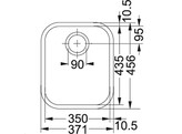 ARX1103501 - 122.0250.016 - Ariane - Onderbouwspoelbak / 350 x 435 mm / Glad
