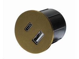 Lanesto - Piccolo Rond -inbouwstopcontact met USB-A   C aansluiting - Goud