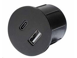 Lanesto - Piccolo Rond -inbouwstopcontact met USB-A   C aansluiting - Gun Metal