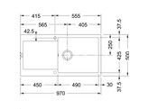 Franke MRG611XL Maris - Inbouwspoeltafel / 970 x 500 mm / 1 bak / Metaal Wit