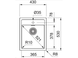 SID610360 Sirius - Inbouwbouwspoelbak / 430 x 530 mm /met kraanwerkbank Zwart