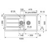 CNG651 Centro - Inbouwspoeltafel / 1000 x 500 mm / 1 1/2 bak Metaal Wit