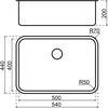 Lanesto Lugo - Vlak- en onderbouw - 540 x440mm RVS radius R50