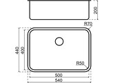 Lanesto Lugo - Vlak- en onderbouw - 540 x440mm RVS radius R50