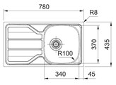 Flash - inbouwspoeltafel/ 780x435mm/ 1 bak/ omkeerbaar