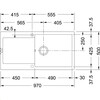 Franke MRG611XL Maris - Inbouwspoeltafel / 970 x 500 mm / 1 bak / Platinum