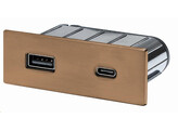Lanesto - Piccolo Rechthoekig inbouwstopcontact met USB-A   C aansluiting -Koper