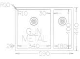 Lanesto Burgos - Vlak- en onderbouw - 590x440 mm - Gun Metal